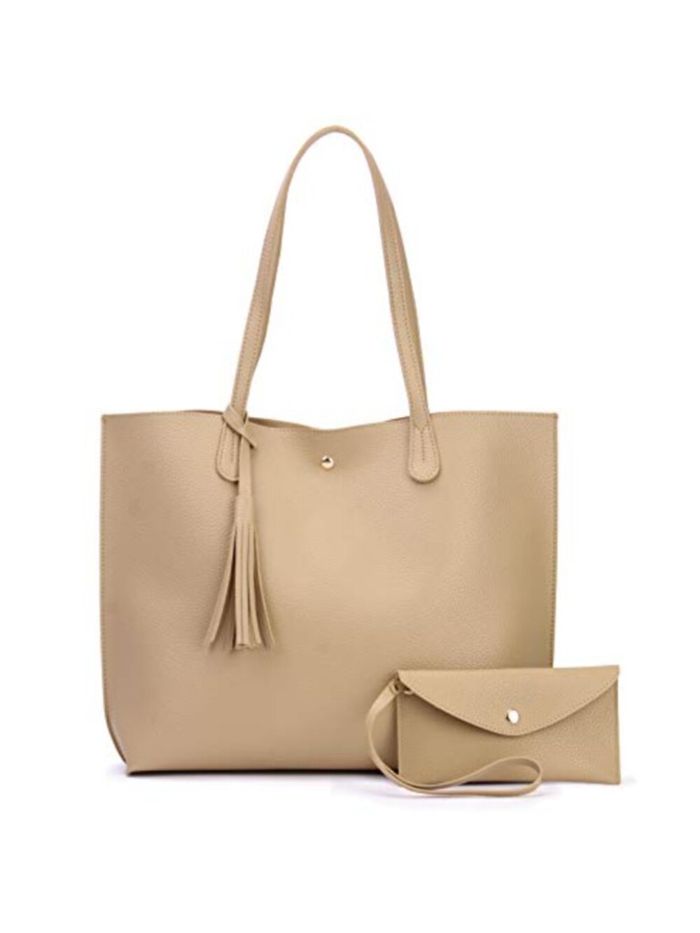 Pebbled Faux Leather Tote Minimalist Clean Cut Shoulder Handbag